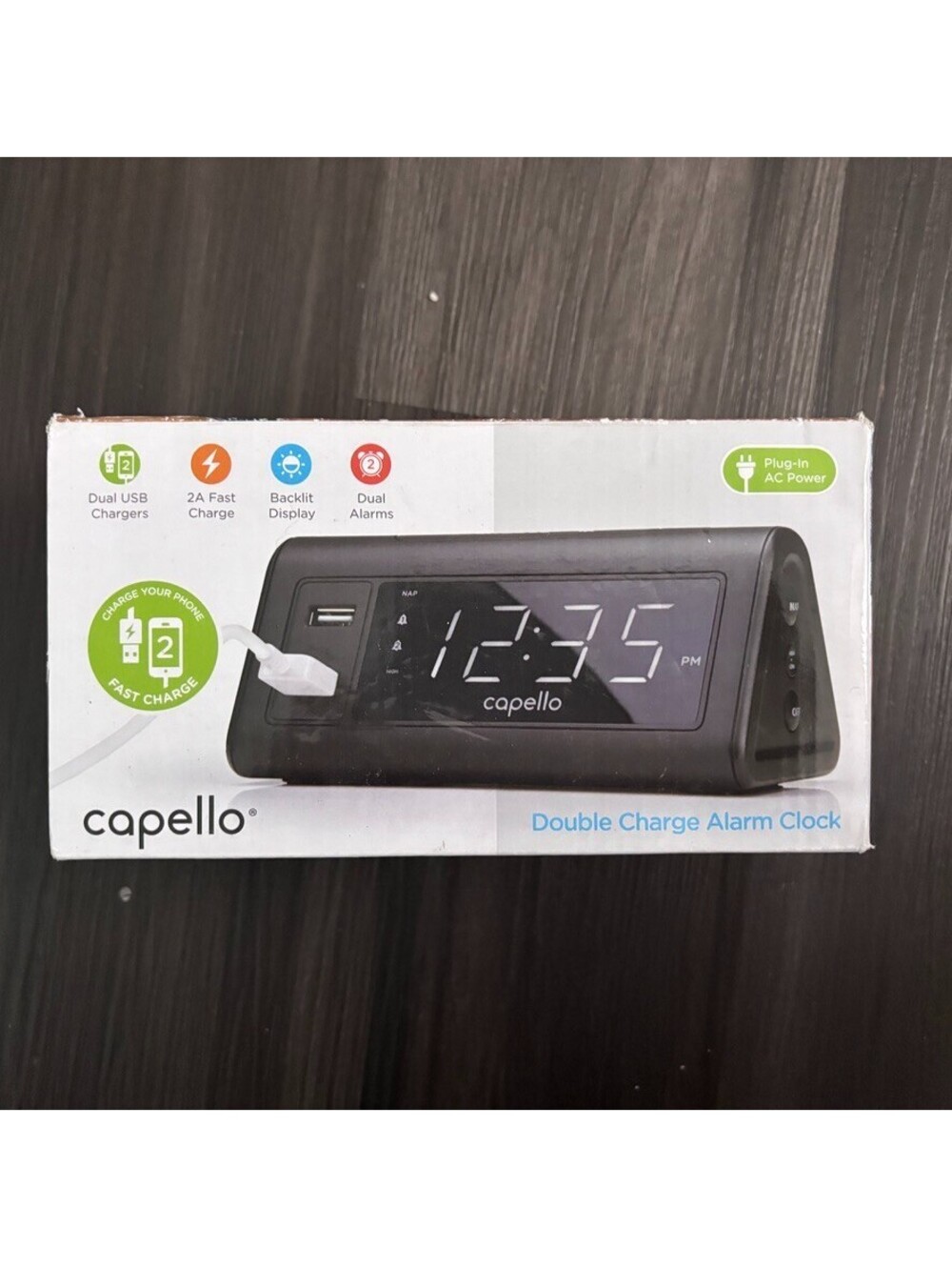Capello Digital Dual Alarm Clock CA-20A USB Charge Out NEW NIB